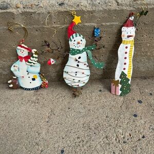 3 Metal Snowmen Hanging‎ Decor Christmas Ornaments